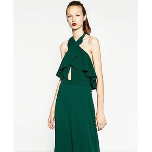 Zara Ruffle Jumpsuit in Green